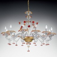 Люстра Vetri Lamp 922/12 Cristallo/Oro 24 Kt./Rosso Люстра Vetri Lamp 922/12 Cristallo/Oro 24 Kt./Rosso