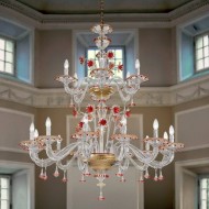 Люстра Vetri Lamp 922/12+6 Cristallo/Oro 24 Kt./Rosso Люстра Vetri Lamp 922/12+6 Cristallo/Oro 24 Kt./Rosso