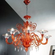 Люстра Vetri Lamp 972/8 Arancio/Cristallo Люстра Vetri Lamp 972/8 Arancio/Cristallo