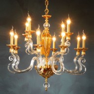 Люстра Euroluce Barocco L8+4 gold Amber Люстра Euroluce Barocco L8+4 gold Amber