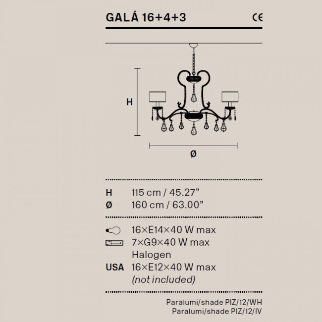 Люстра Masiero Gala 16+4+3 /V13/ PIZ/17/IV Люстра Masiero Gala 16+4+3 /V13/ PIZ/17/IV