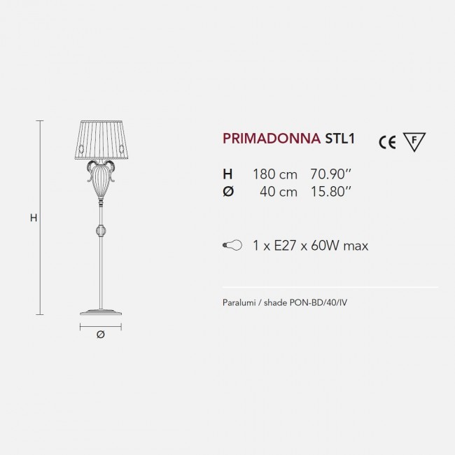Торшер Masiero Primadonna STL1 G01 / PON/40/IV Торшер Masiero Primadonna STL1 G01 / PON/40/IV